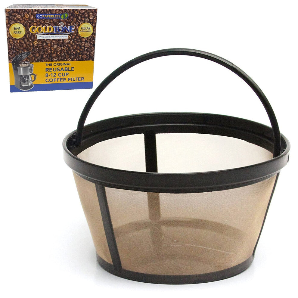 GOLDTONE Reusable 8-12 Cup Basket Coffee Filter fits Mr. Coffee Makers and Brewers  Replaces your Paper Coffee Filters  BPA Free