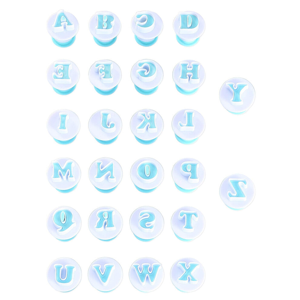 Nuoda Alphabet Letters  26pcs Uppercase Letters Fondant Cake Biscuit Mold Cake Decorating Tools  Cookie Stamp Impress Embosser Cutter  DIY Sugar Craft
