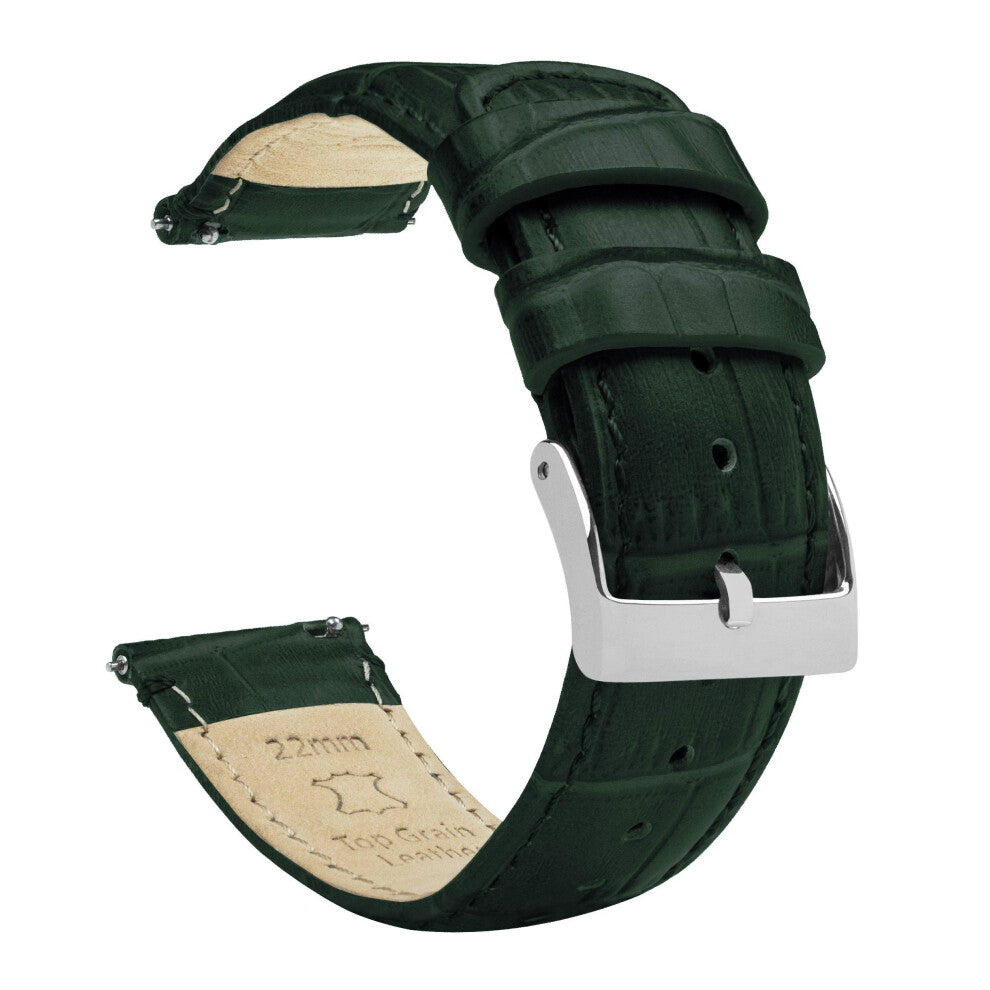 21mm Forest Green - BARTON Alligator Grain - Quick Release Leather Wat