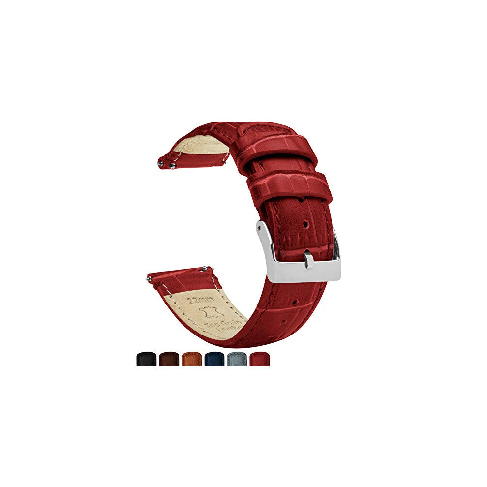 18mm Crimson Red - BARTON Alligator Grain - Quick Release Leather Watch Bands