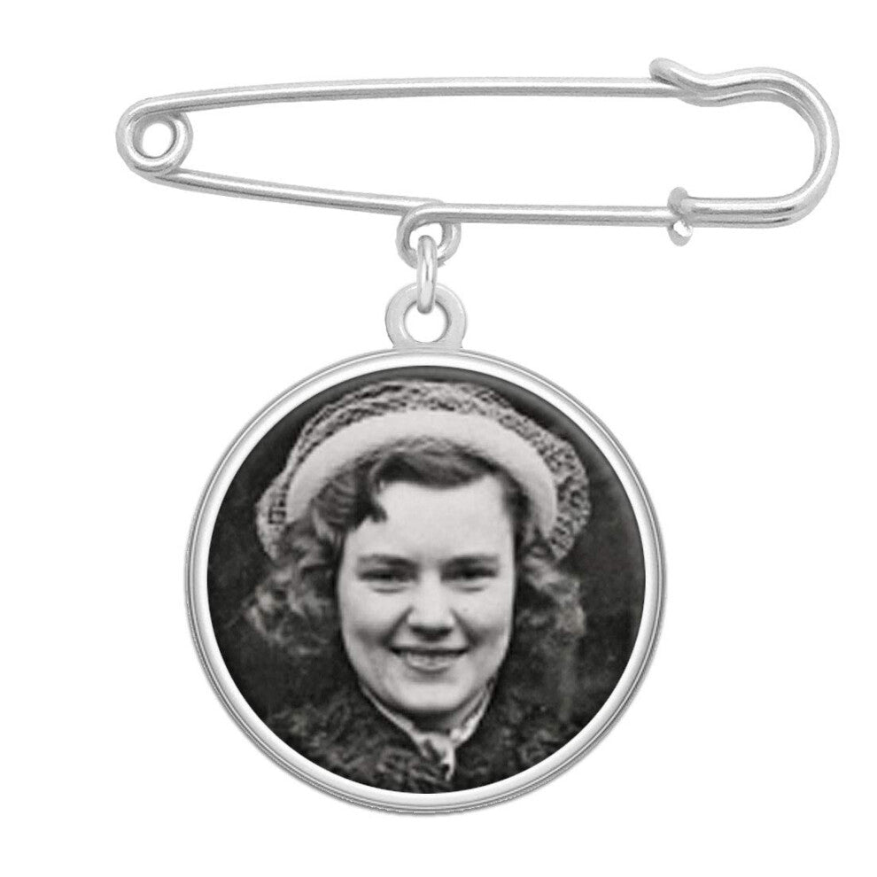 Wedding Boutonniere Bouquet Charm Pin Double Sided Round Photo Charm Mother of The Bride Gift for Groom with Photo Resizing Software