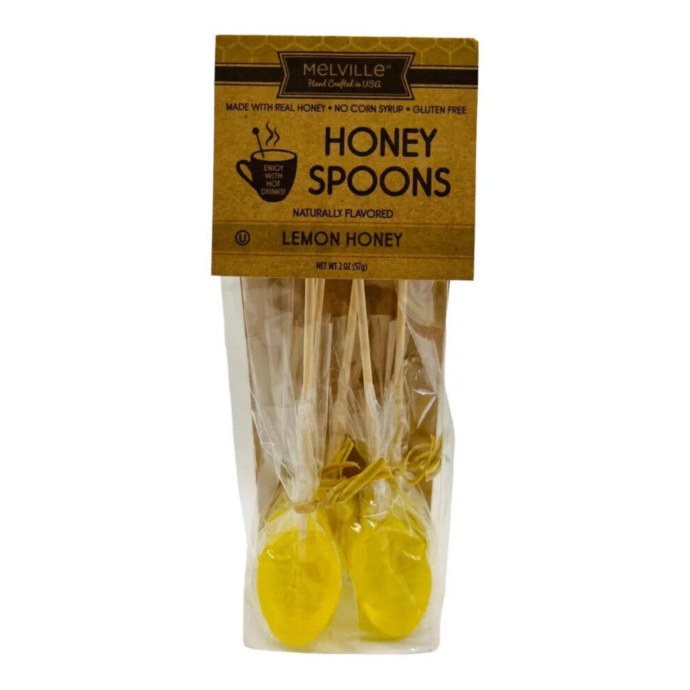 Melville Candy Hard Candy Lemon Honey Spoons Lollipop On Wooden Ball Sticks  5 Count Bag