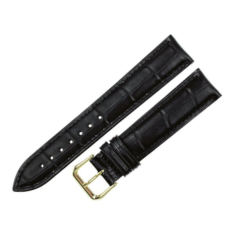 RECHERE Alligator Crocodile Grain Leather Watch Band Strap Gold Pin Bu