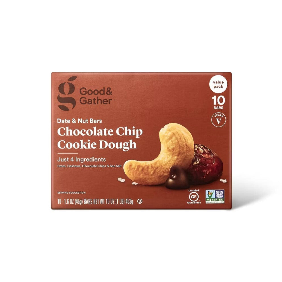 Good & Gather Date and nut Bars Chocolate Chip Cookie Dough 16oz-10ct