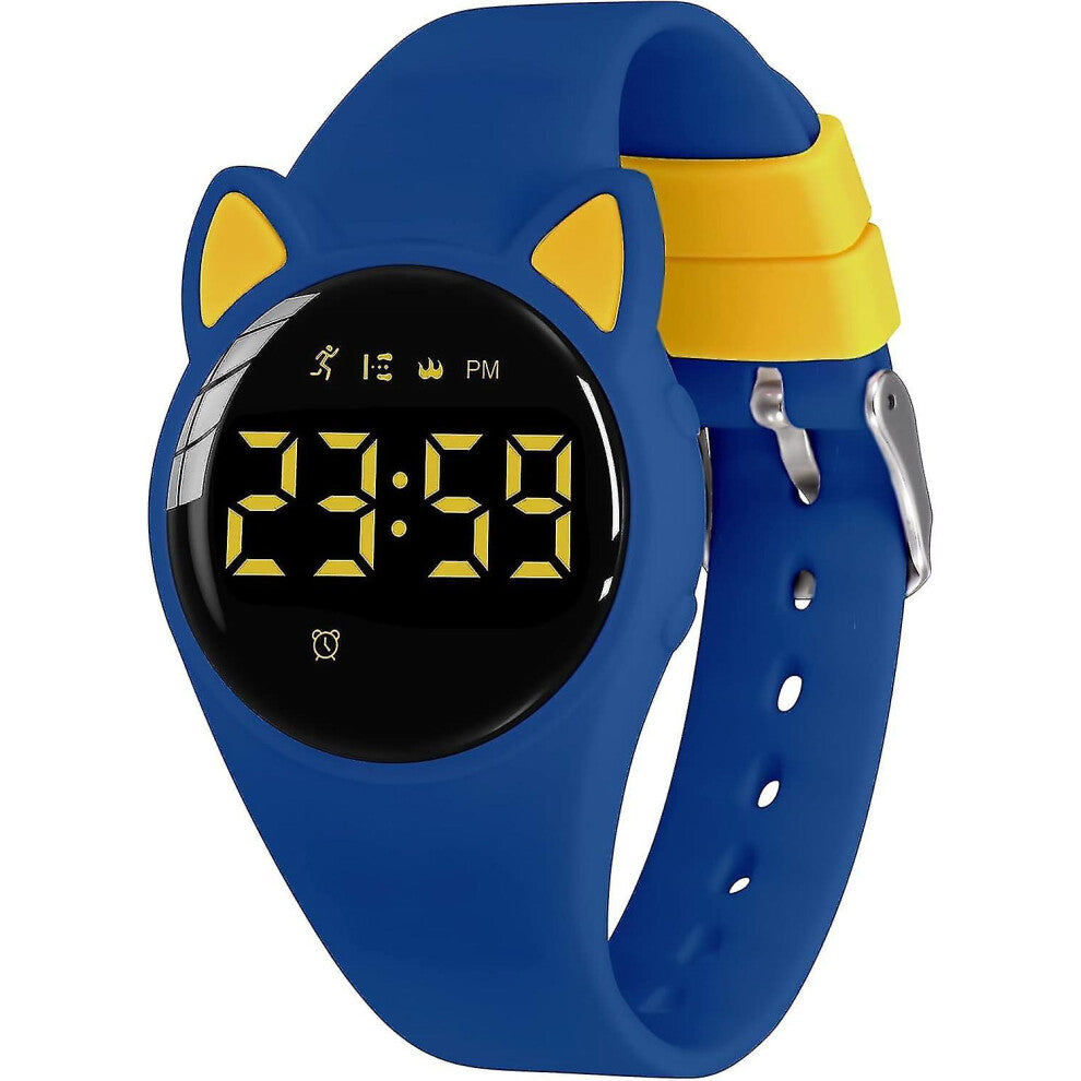 (22-BlueYellow-Y) Kids Watch, Digital Watch For Boys Girls, Sport Watch With Fitness Tracker, Alarm Clock, Stopwatch, No App And Waterproof, Watch For