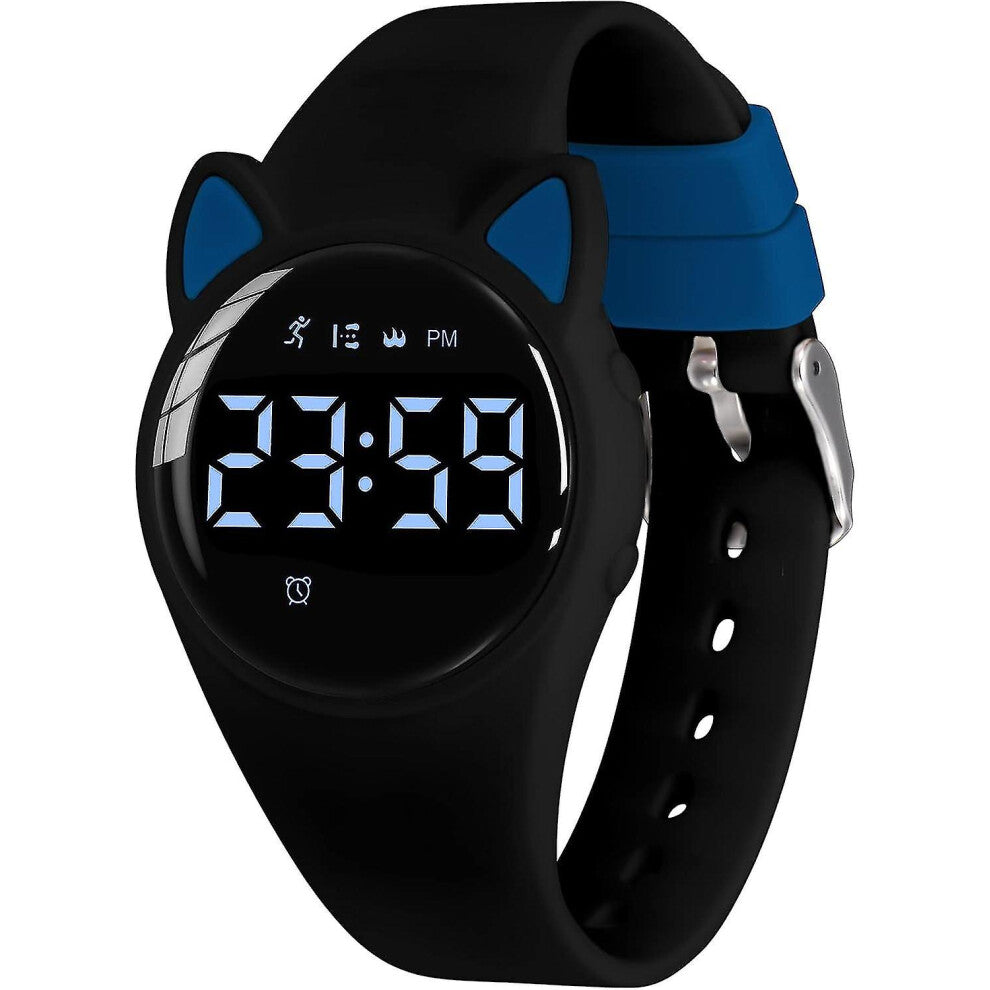 (23-BlackBlue-Y) Kids Watch, Digital Watch For Boys Girls, Sport Watch With Fitness Tracker, Alarm Clock, Stopwatch, No App And Waterproof, Watch For