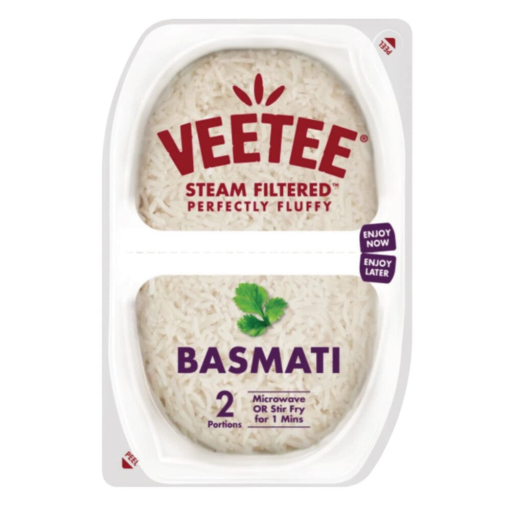 Microwavable Basmati Rice Twin Pot, Quick Cook Cupboard Food, Low Sodium, Wheat-Free, No Artificial Colours, Flavours or Preservatives, 250 g (Pack of