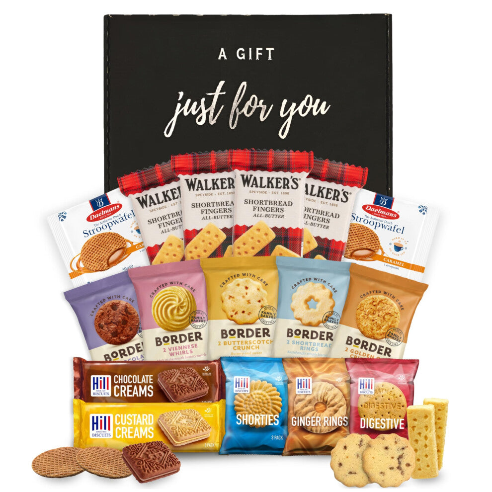 Biscuits Gift Set Biscuit Selection Bundle With Individually Wrapped Biscuits Packs (35 Biscuits) - Border Biscuits, Walkers Shortbread, Custard