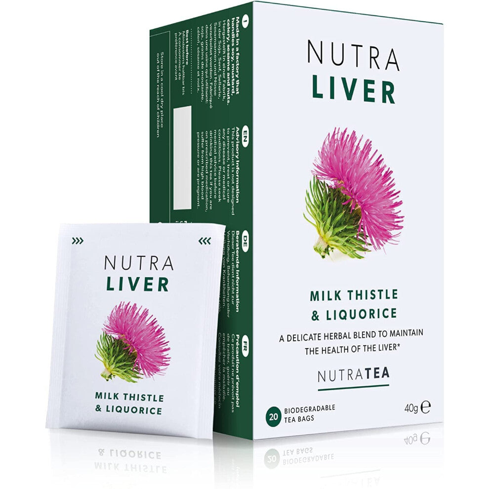NUTRALIVER - Liver Support Tea | Liver Detox Tea | Liver Tea - Providing a Liver Cleanse, Detox And Repair - 20 Enveloped Tea Bags - by Nutra Tea -