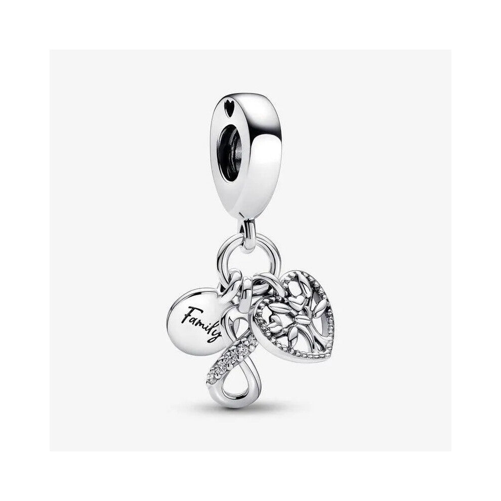 S925 Sterling Silver  Family Infinity Triple Dangle charm for women bracelet Gifts For Women - friend birthday gifts