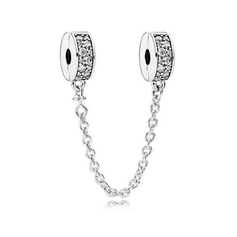 (Elegance charm ) Silver-Gold safety chain charm, elegance, family heart safety charm for women bracelet S925 Sterling Silver Gifts For Women - friend