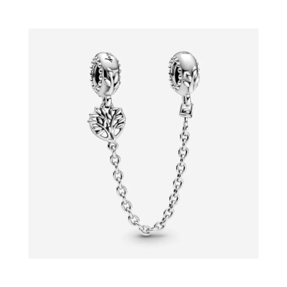 (family heart chain ) Silver-Gold safety chain charm, elegance, family heart safety charm for women bracelet S925 Sterling Silver Gifts For Women - fr