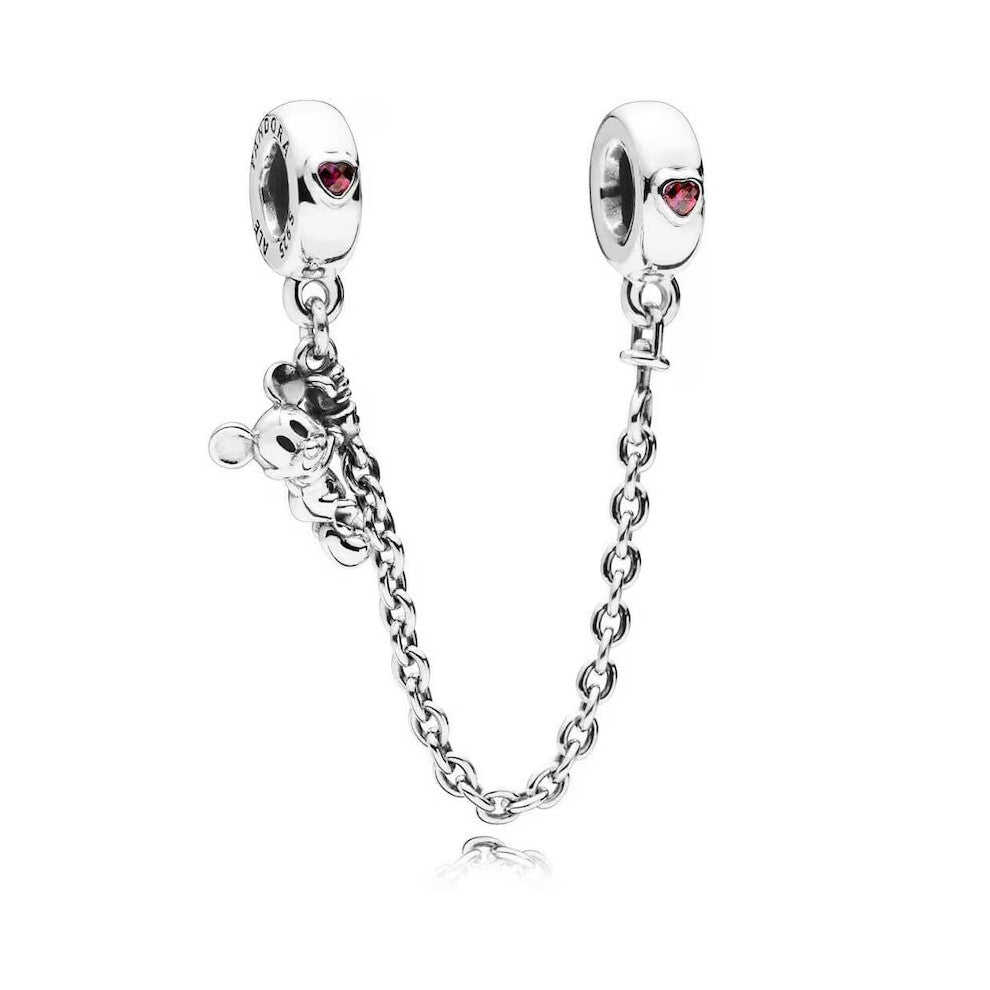 (micky safety charm) Silver-Gold safety chain charm, elegance, family heart safety charm for women bracelet S925 Sterling Silver Gifts For Women - fri