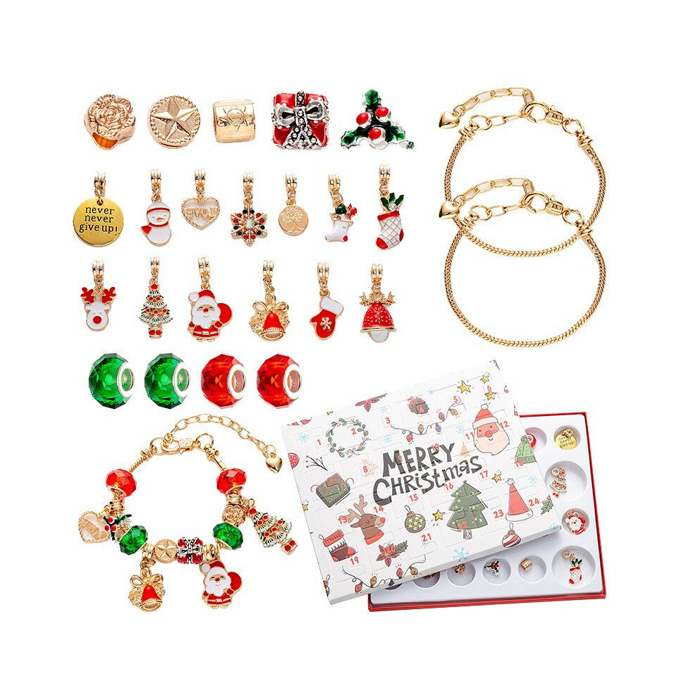 (Gold 24-grid blind box) Jewelry Advent 24 Day Countdown To Christmas Calendar Fashion Bracelet Necklace Earring Rings For Adult Women & Teen Girls