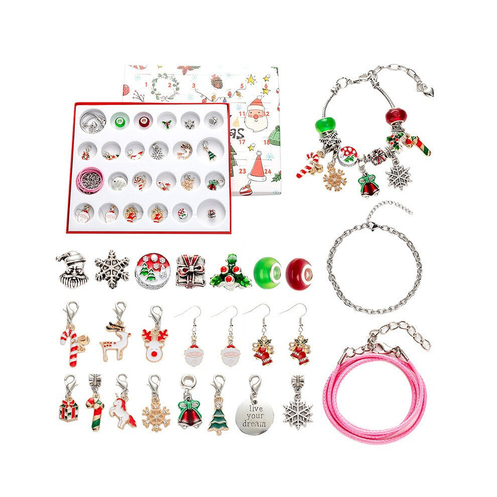 (Silver 24-grid blind box) Jewelry Advent 24 Day Countdown To Christmas Calendar Fashion Bracelet Necklace Earring Rings For Adult Women & Teen Girls