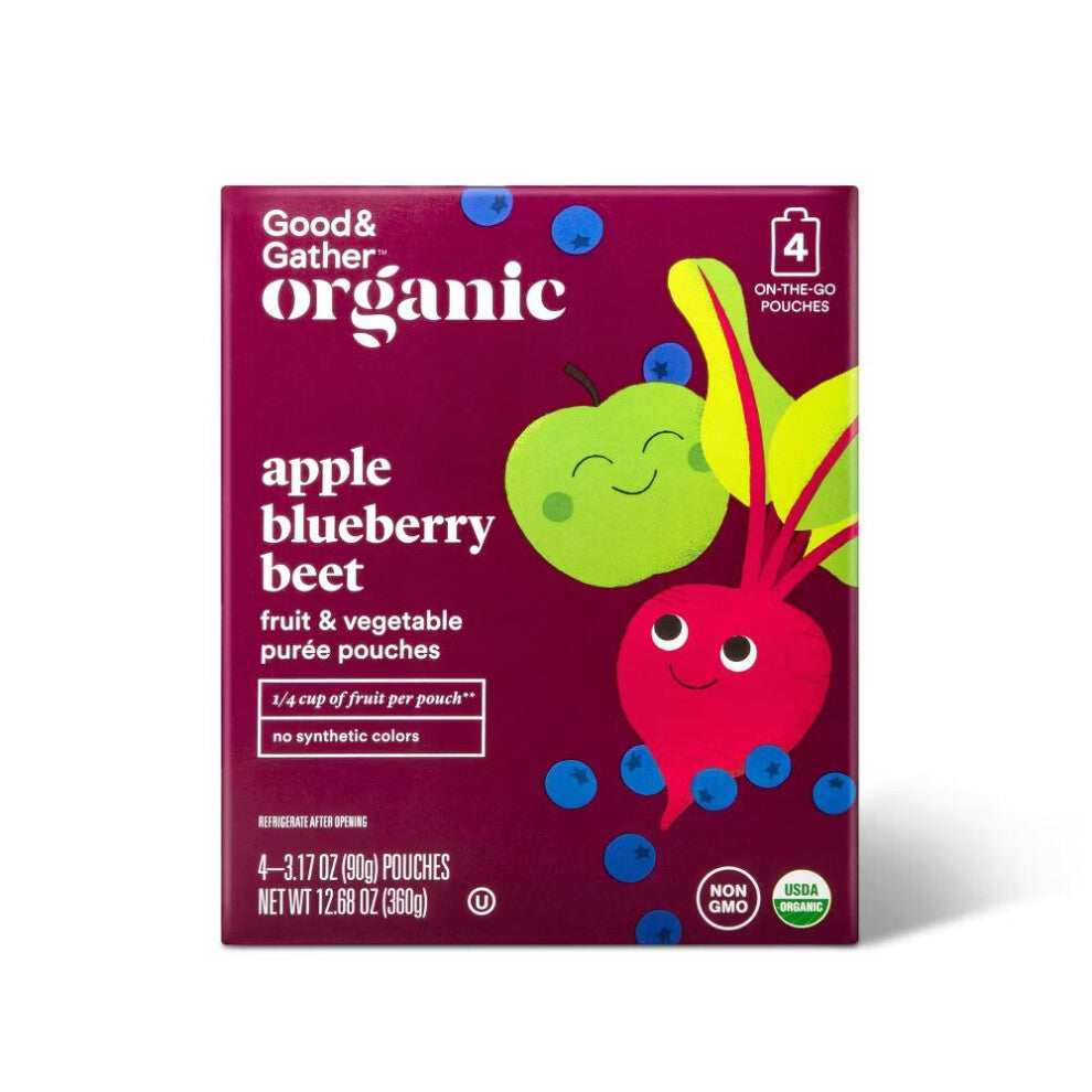 Good & Gather Organic Applesauce Pouches - Apple Blueberry Beet 4ct
