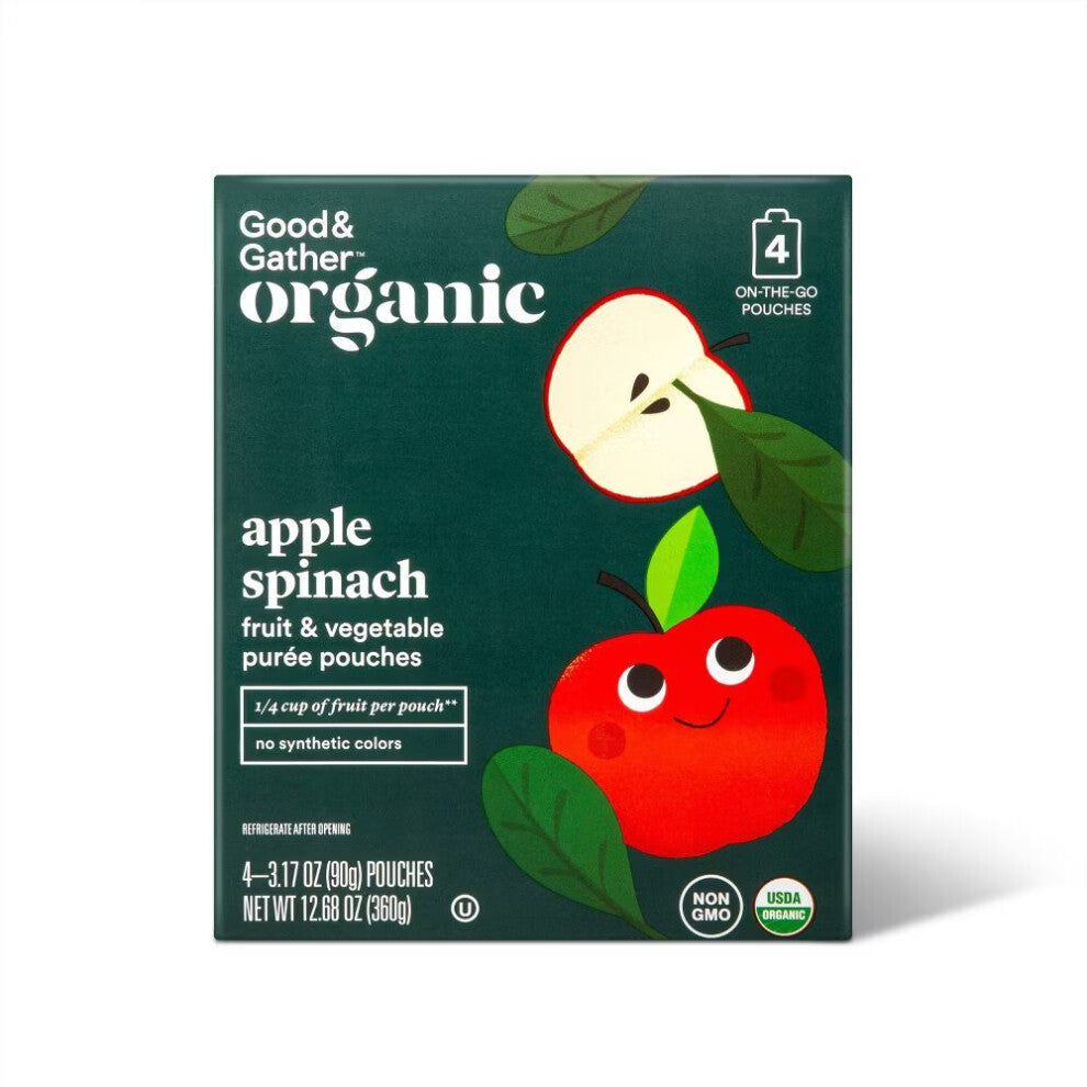 Good & Gather Organic Applesauce Pouches - Apple Spinach 4ct