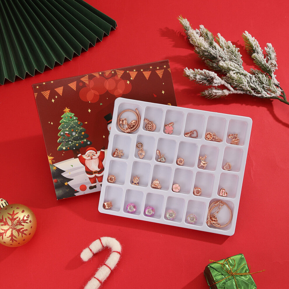 ( SDT098) Christmas beaded jewelry gift box countdown calendar diy rose gold beaded bracelet blind box birthday new year gift