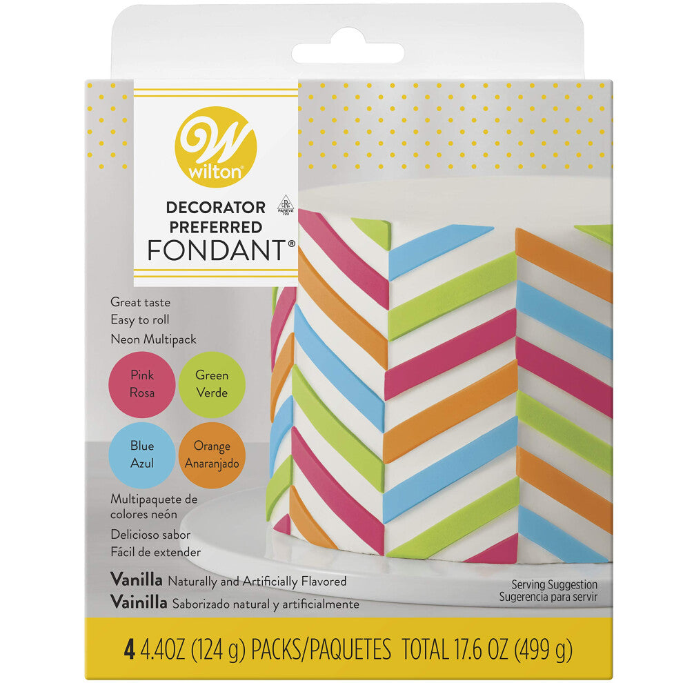 Wilton Decorator Preferred Neon Fondant  Add Colored Details to Your Cakes and Treats with These 4Pack Fondant Icing  44 oz