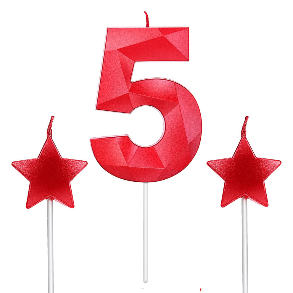5th Birthday Candles and Star Heart Candles 276 Inch for Birthday Cakes Decorations Wedding Anniversary Celebration Number 5 50