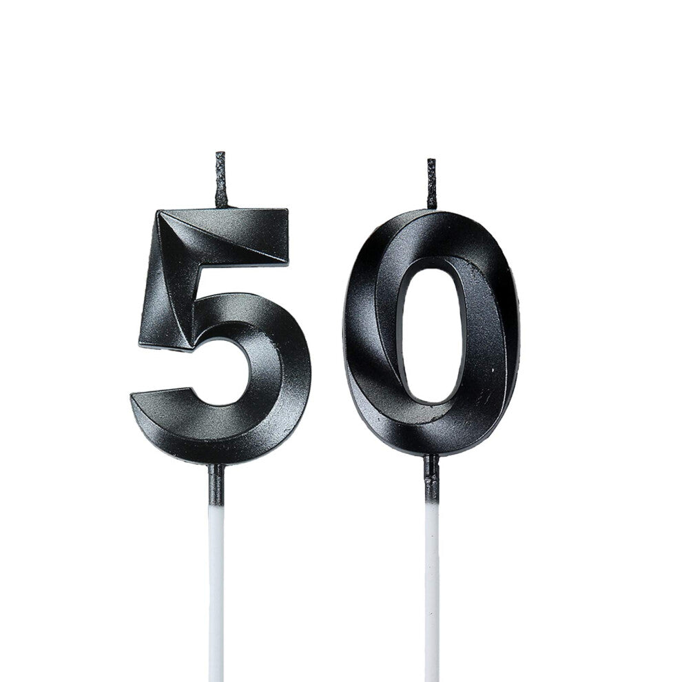 Bailym Black 50th Birthday Candles  Number 50 Cake Topper for Men Birthday Decorations Party Decoration