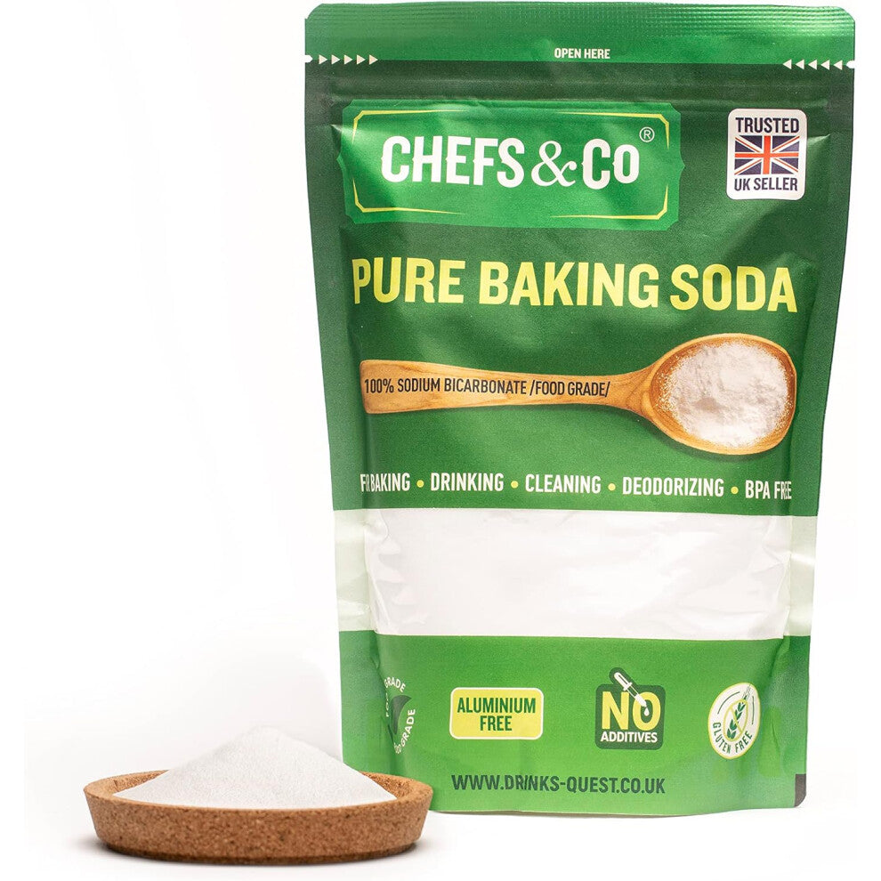 CHEFS & CO Pure Baking Soda (1 KG) 100% Sodium Bicarbonate Soda Food Grade