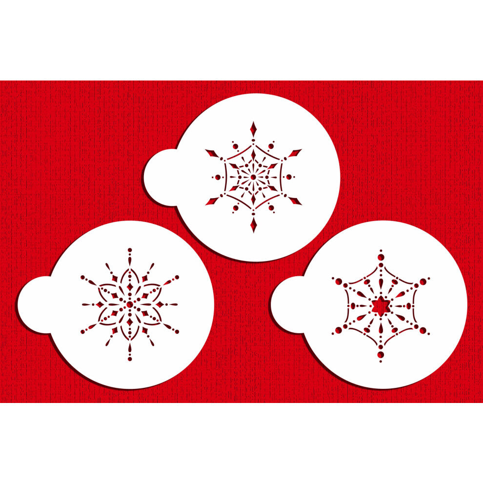 Designer Stencils Small Jeweled Snowflakes Cookie Stencils  Beigesemitransparent