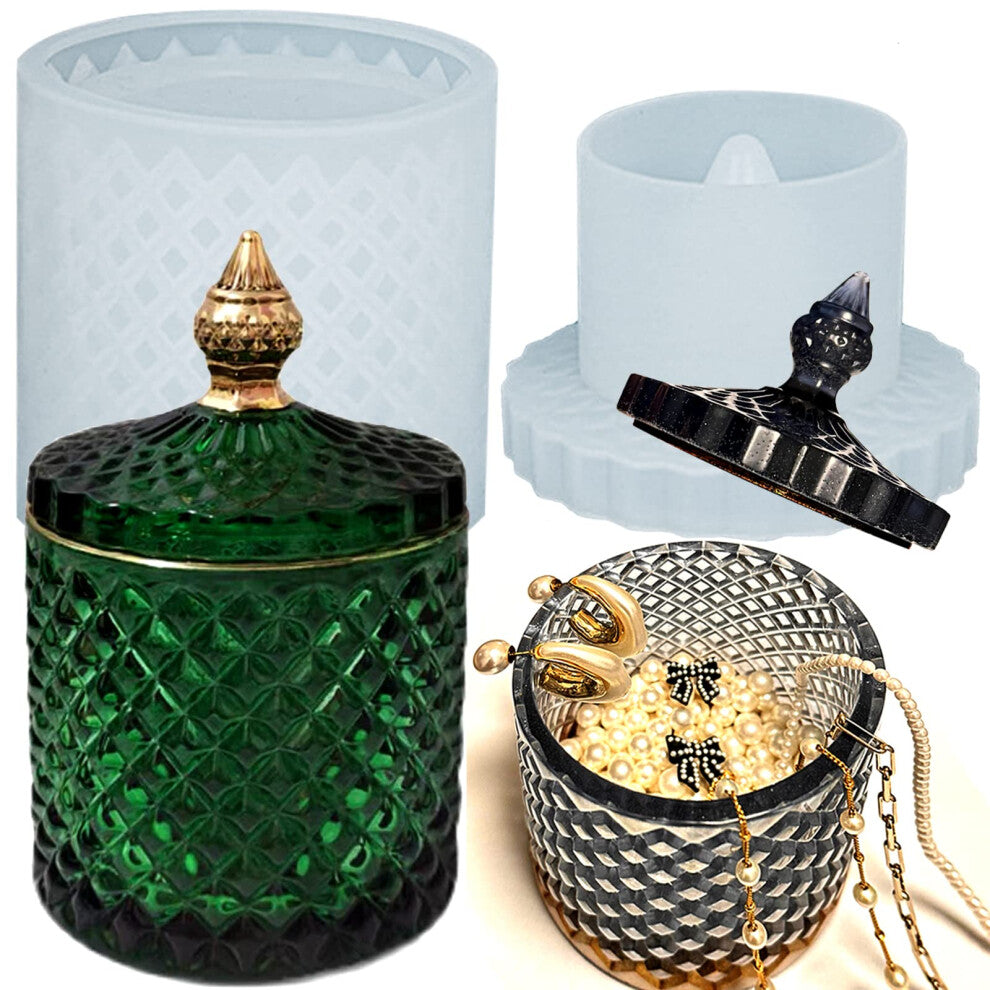 ZQYSING Storage Jar Resin Molds  Large Jar Silicone Molds with Lids Jewelry Trinket Storage Container Vase Box Molds for Epoxy R