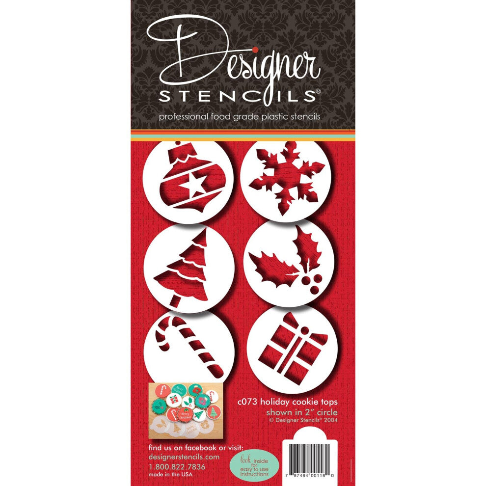 Designer Stencils Holiday Cupcake and Cookie Stencil Tops  Beigesemitransparent  Fits 2 circle