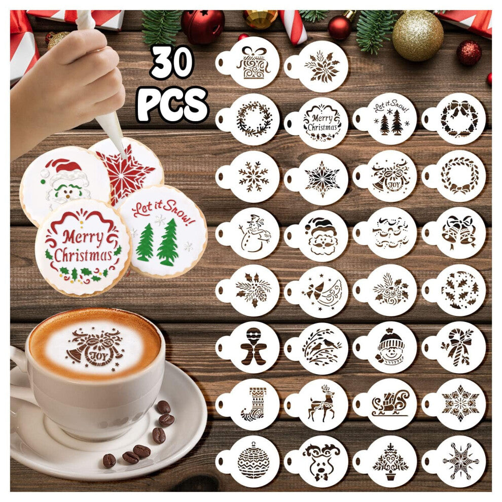 30pcs Christmas Cookie Decorations  Christmas Cookie Stencils for Royal Icing  Christmas Cookie Decorating Kit Supplies Christma