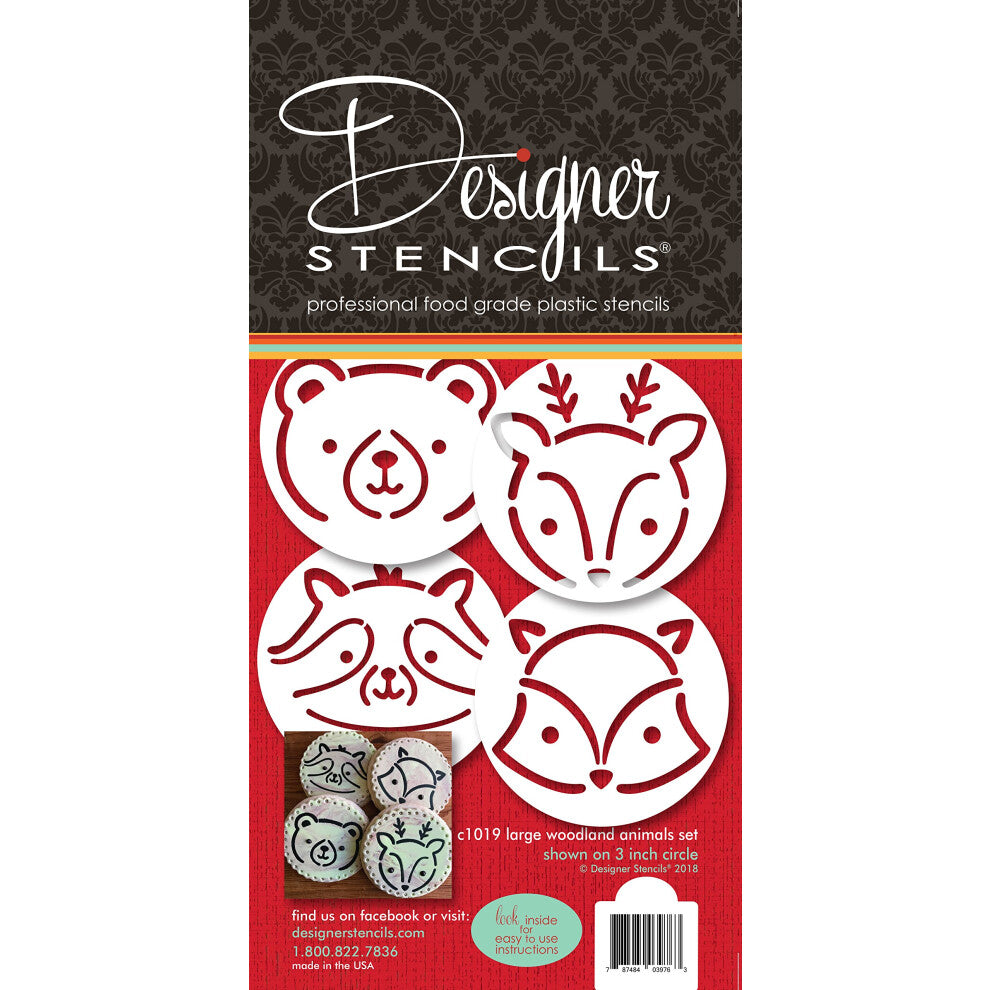 Large Baby Woodland Animals Cookie Stencil Set C1019 by Designer Stencils