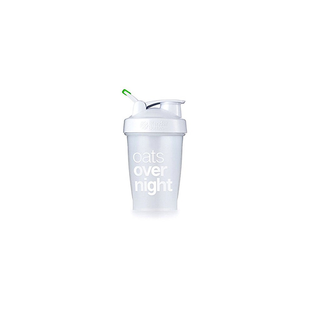 Oats Overnight BlenderBottle - Customized for Overnight Oats - NO WHISK BALL - Milk Fill Line - Clear-White-Green - 20-Ounce Loop Top