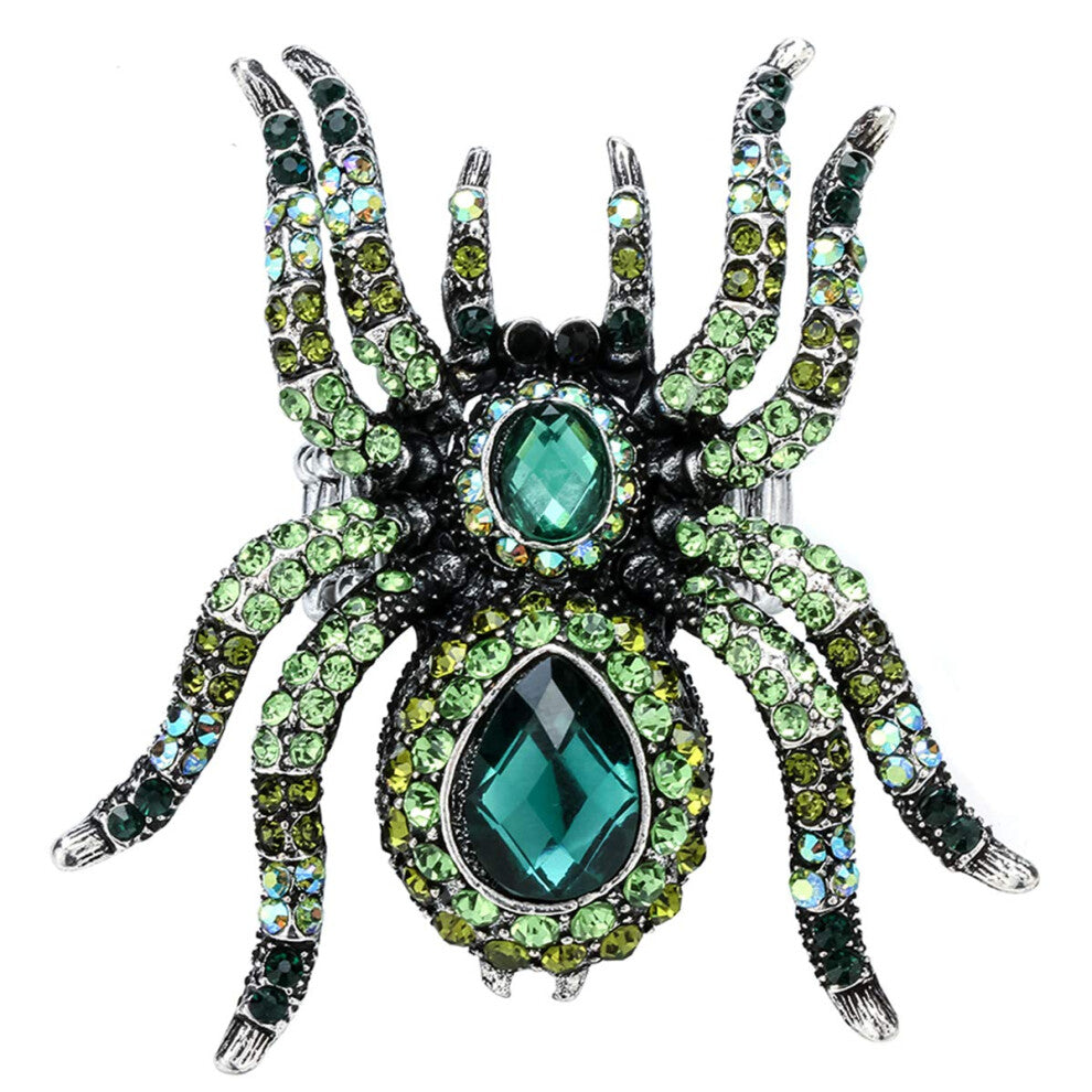 YACQ Women's Spider Stretch Rings Fit Finger Size 6.5 To 9 - Elastic Soft Band Perfect for Arthritis - Silk Scarf Holders - Lead & Nickle Free - 2-1-4