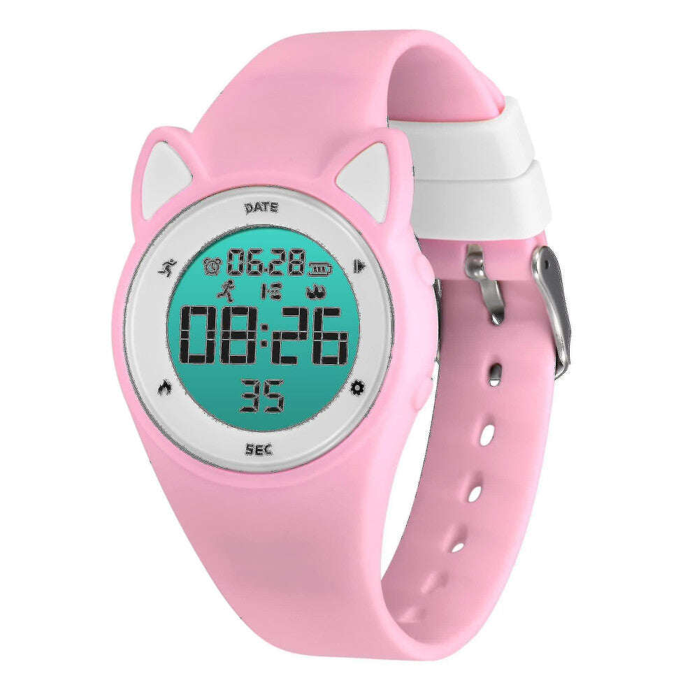 (Pink) Digital Watch Kids Sports Watches Fitness Tracker With R