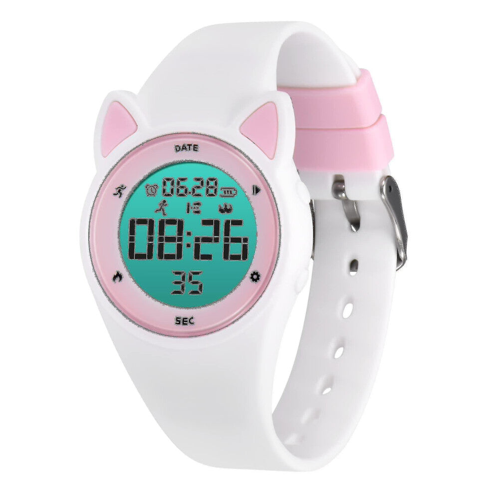 (White) Digital Watch Kids Sports Watches Fitness Tracker With R