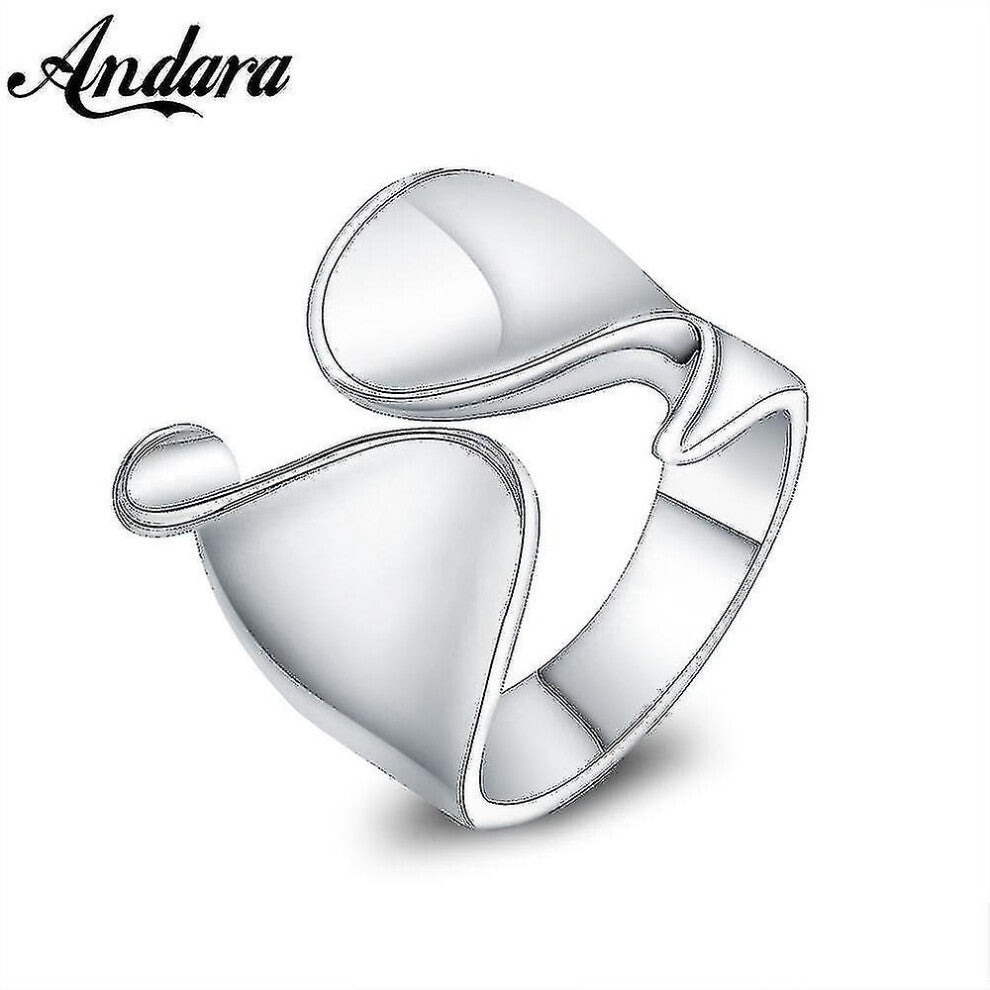 Fashionable 925 Sterling Silver Ring with Adjustable Glossy Design Opening Ring for Woman Jewelry Gift