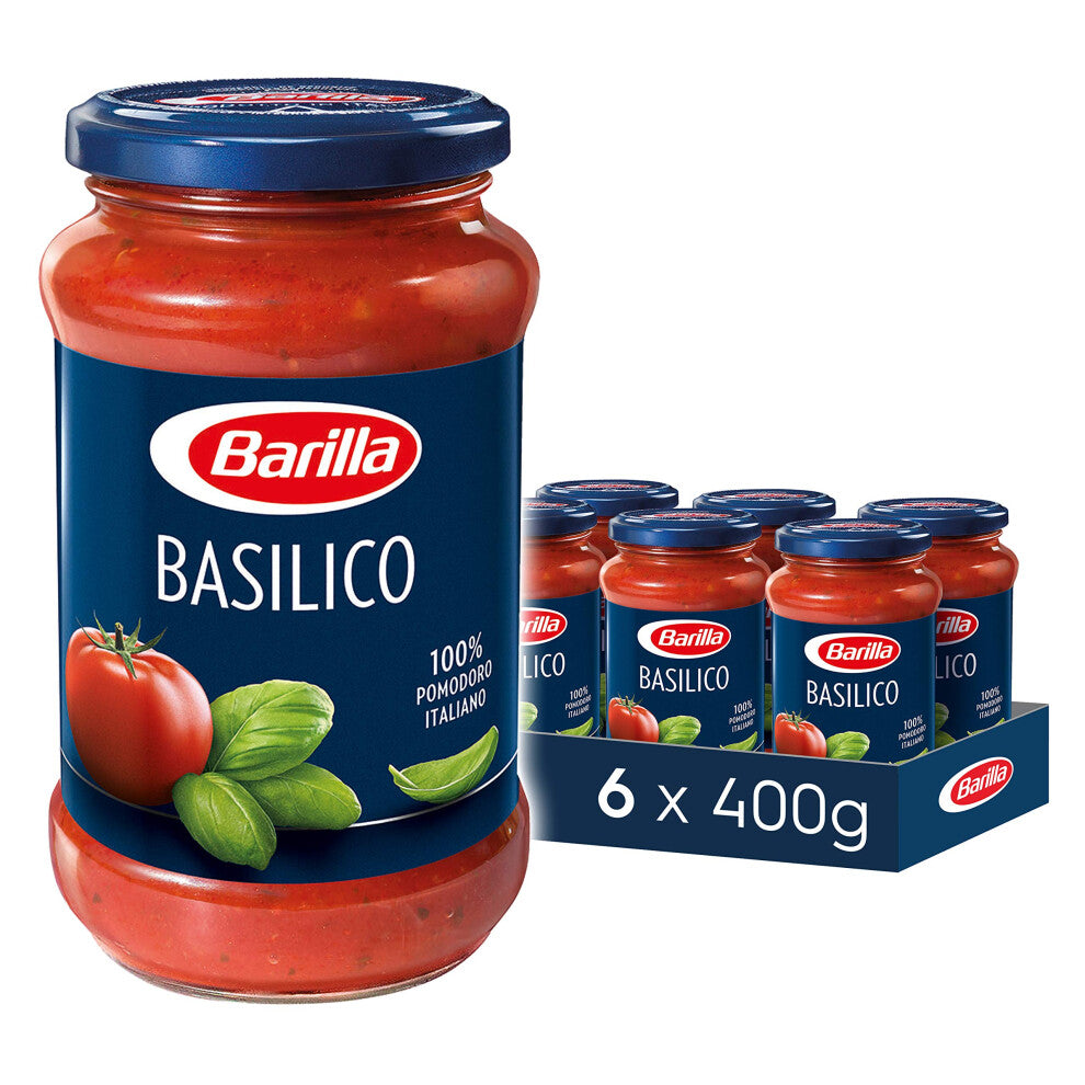 Red Sauce Basilico, tomato and basil pasta sauce, sun-ripened tomatoes, 100% Italian tomatoes, Pack of 6 x 400g