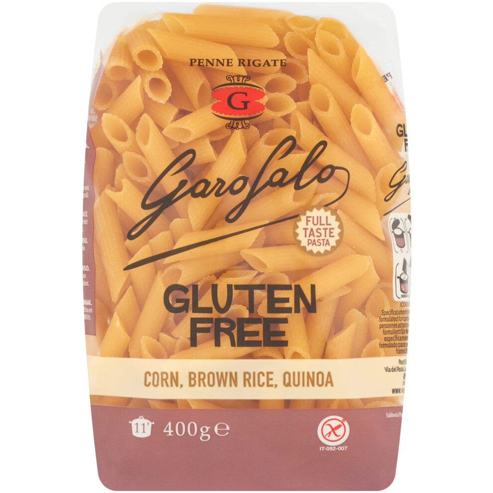 Gluten Free Penne Italian Dried Pasta, 400g - Suitable for Coeliac and Vegan diets (Pack of 1)