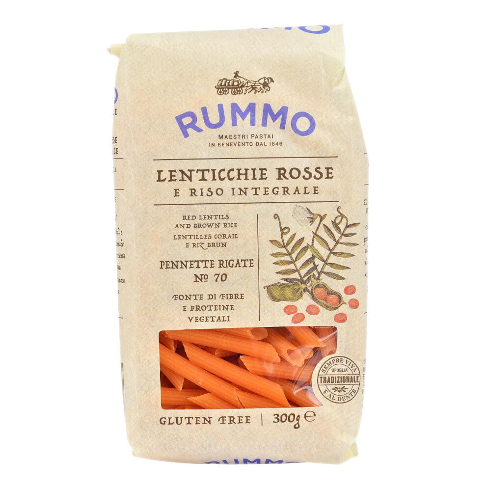 Pennette Lenticchie Rosse Red Lentil Pasta No.70, 300 g (Pack of 1)