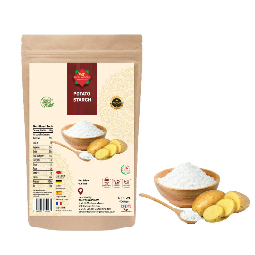 Potato Starch (400G-14.11 oz) | Baked Goods, Muffins, Bread - Gravy and Sauce Thickener | Gluten Gree | Non GMO | Vegan | Premium Quality