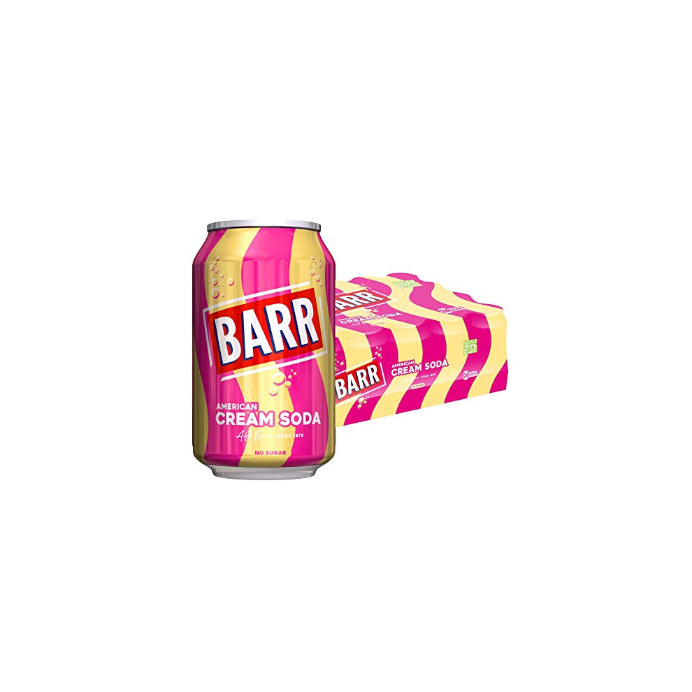 BARR since 1875, 24 Pack American Cream Soda, Zero Creamy Taste of American Cream Soda, 24 x 330ml Cans