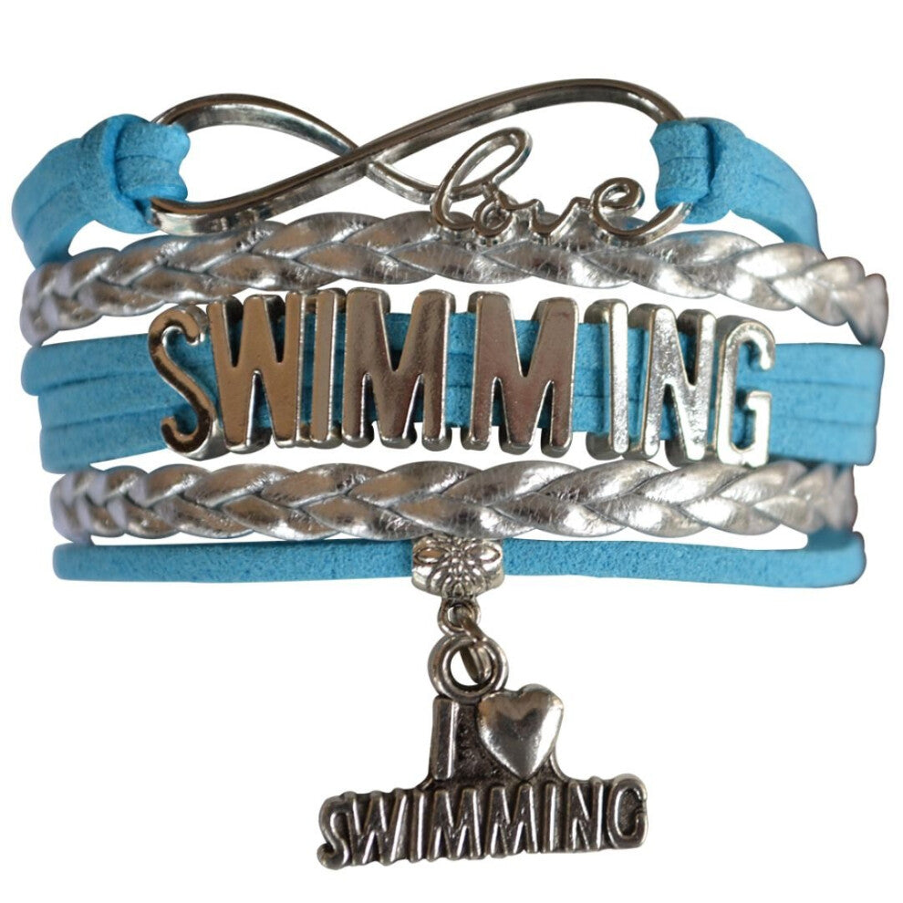 Infinity Collection Swim Bracelet-Swimming Charm Bracelet- Love Swim Jewelry - Gift For Swimmers  Swim Team