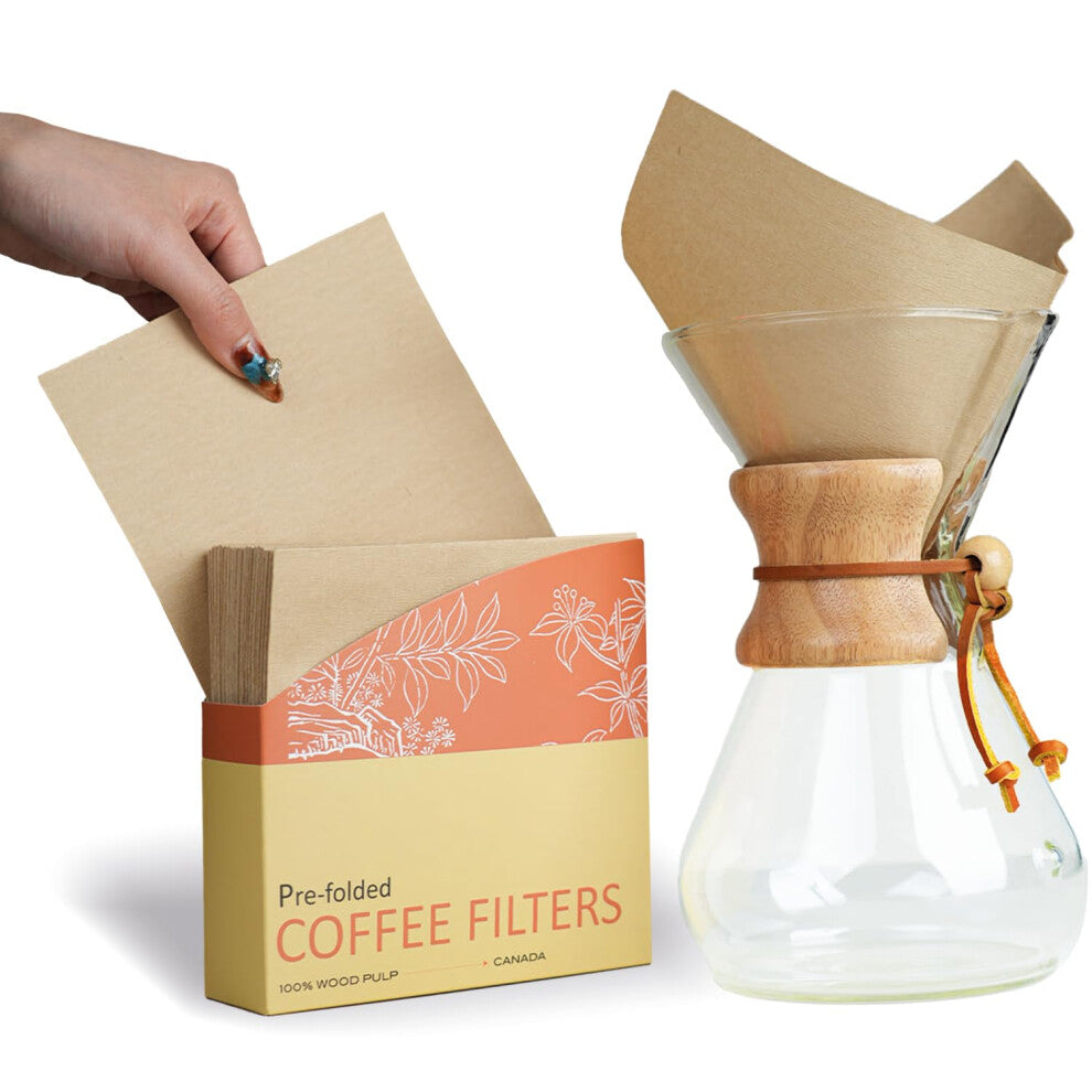 Bake Choice Pre-folded Natural Unbleached Coffee Filters - 50 Pack  Compatible with Pour-Over Coffee Makers