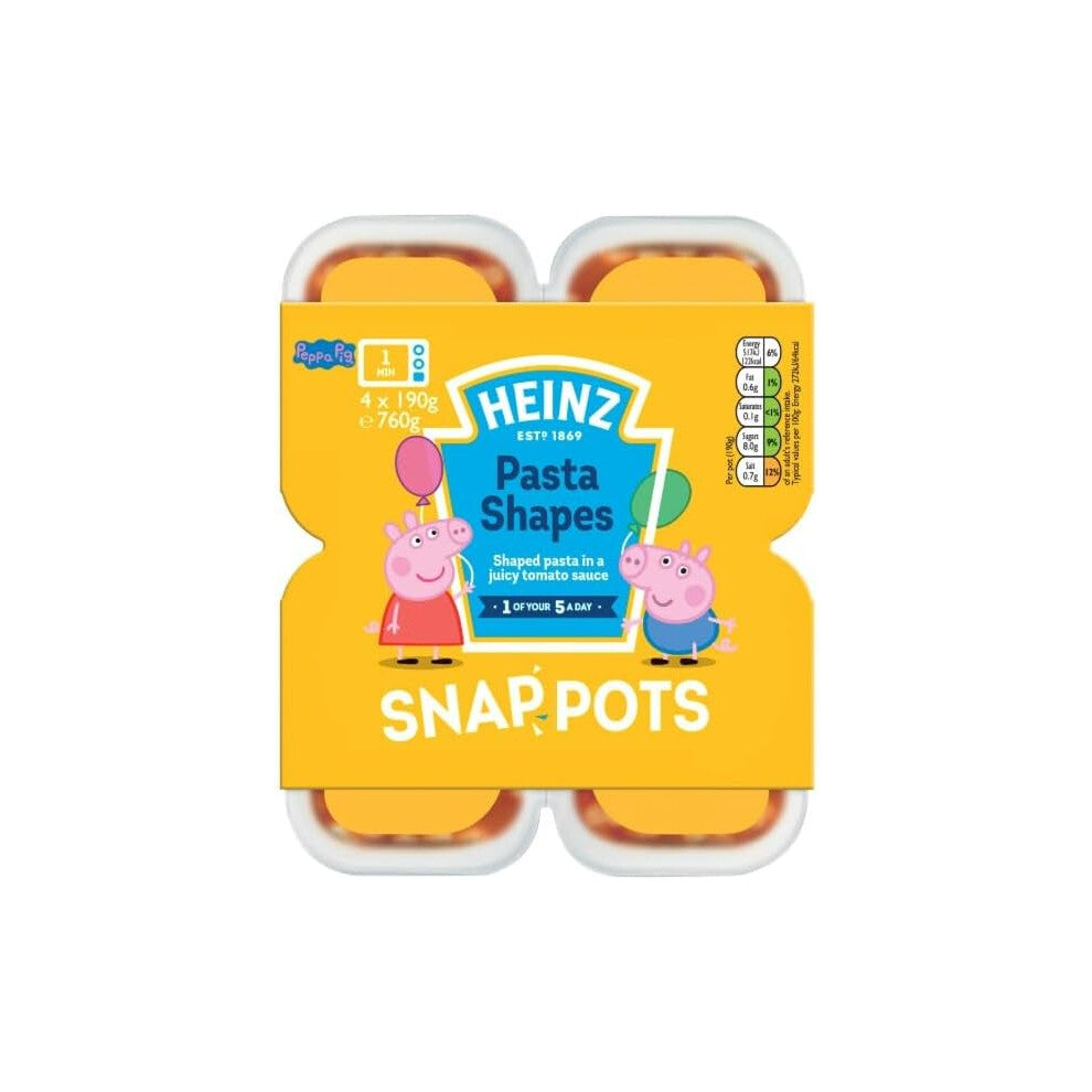 Heinz Peppa Pig Pasta Shapes Snap Pots 4x190g