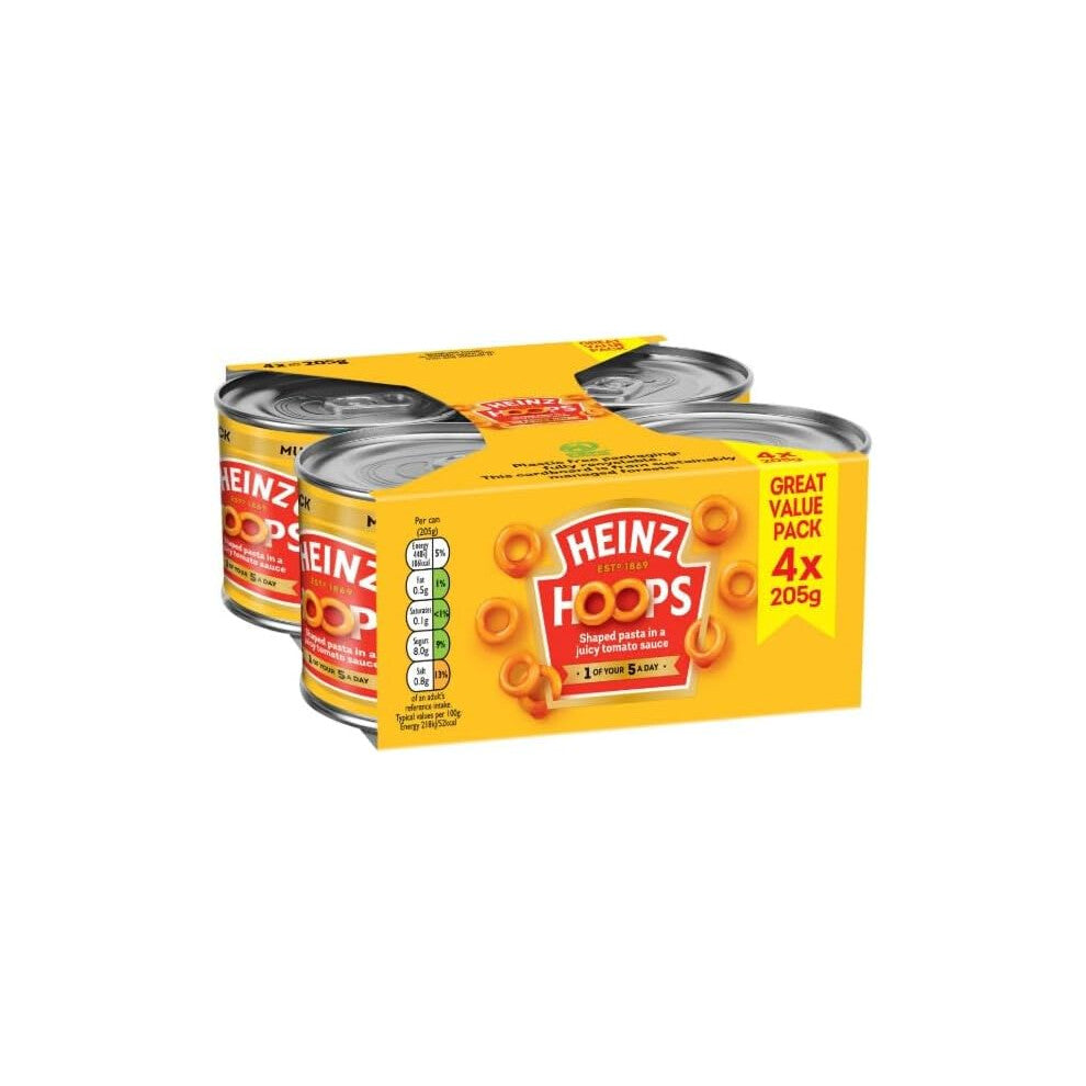 Heinz Spaghetti Hoops Great Value Pack 4x205g