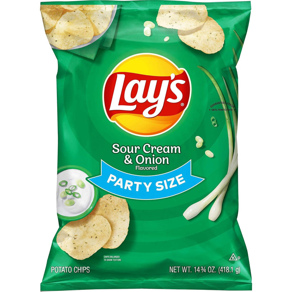 Lay's Sour Cream & Onion Flavored Potato Chips, Party Size - 14.75oz