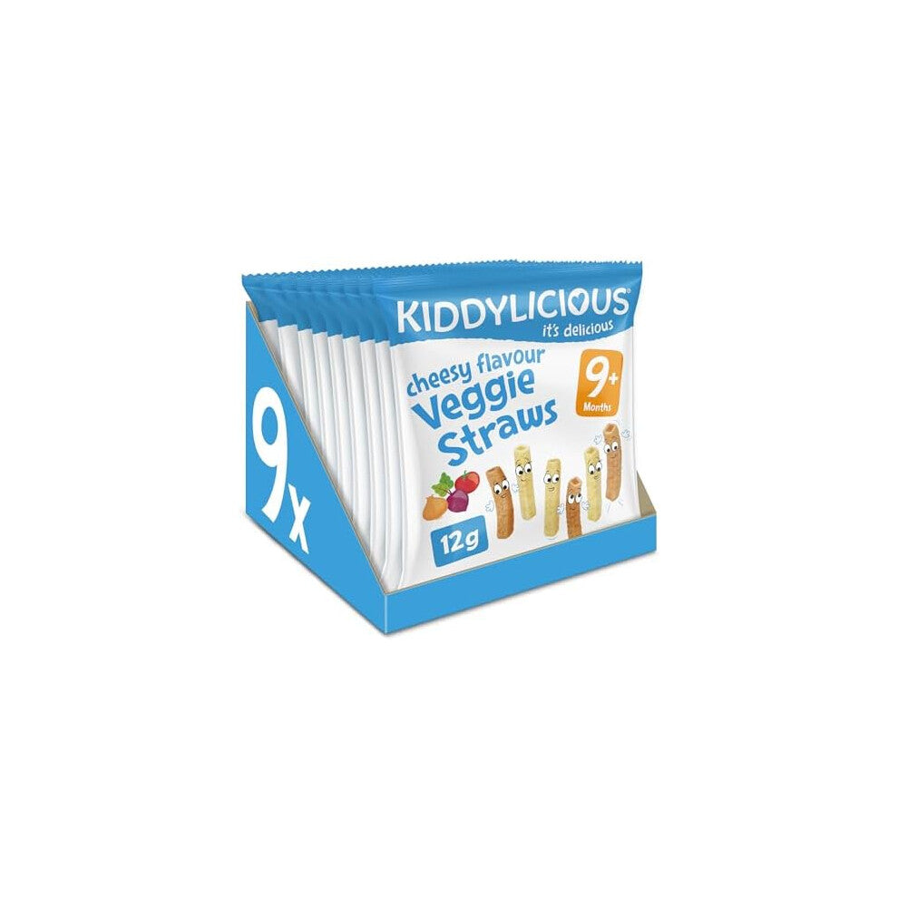 Kiddylicious Cheesy Veggie Straws - Delicious Snacks for Kids - Suitable for 9+ Months - 9 Packs