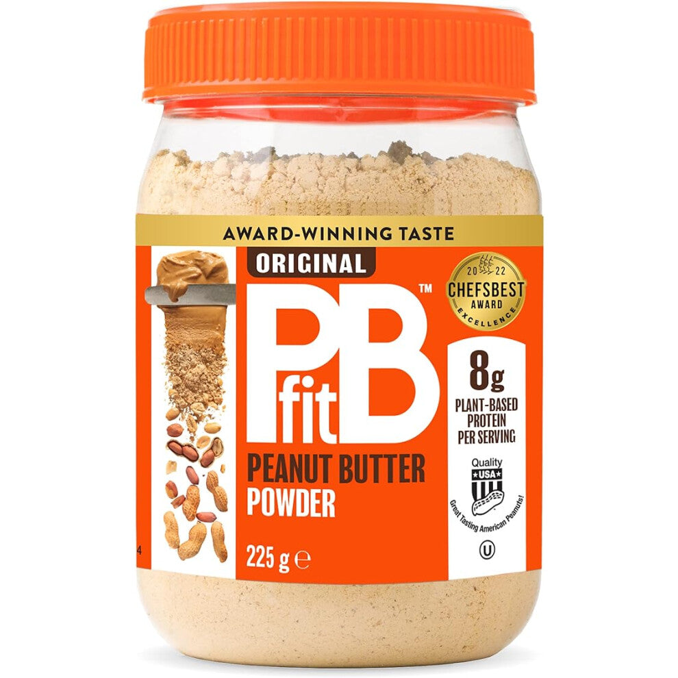 PBfit Peanut Butter Powder 87% Less Fat High Protein Gluten Free Natural Nut Butter Spread Powdered Peanut Butter Real Roasted Pressed Peanuts 225g