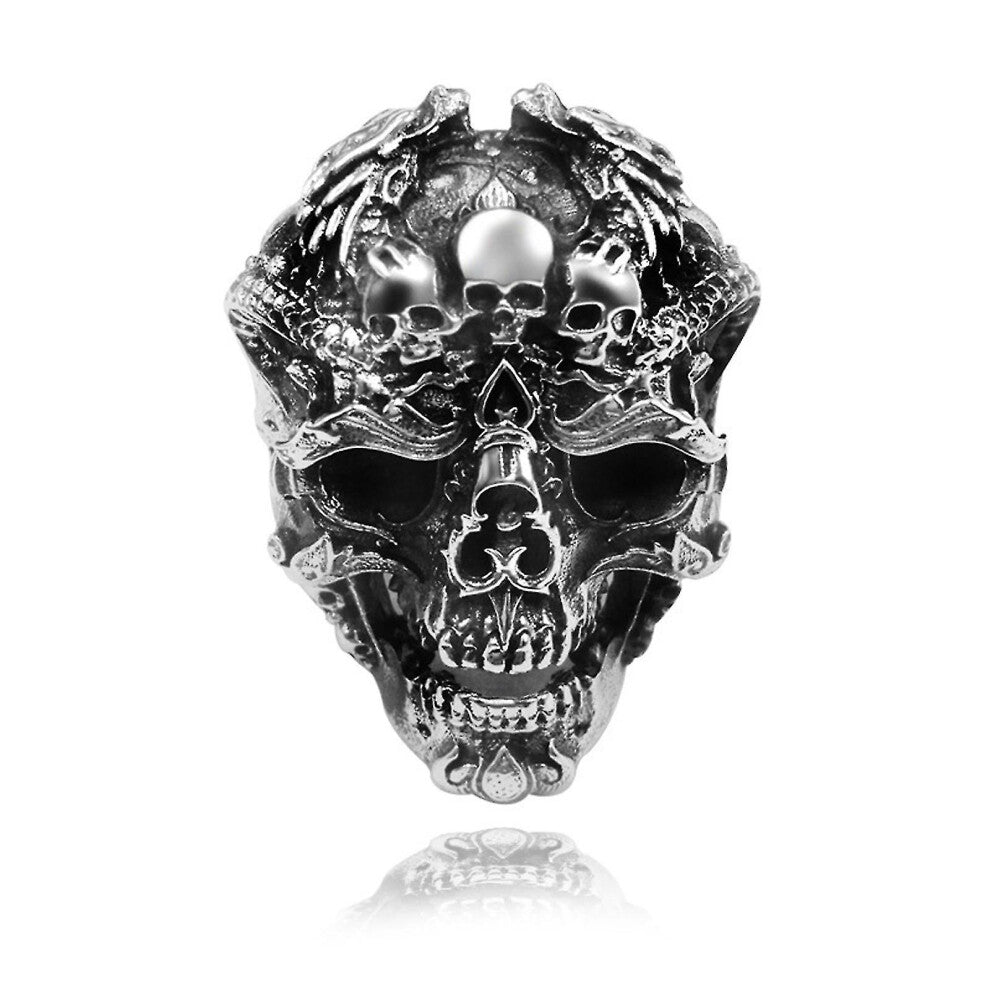 Skull Ring Gift Durable Creative Mens Rings 3d Engraved Skull Ring Mens Skull Ring Vintage Alloy Punk Gothic Biker Cocktail Party Ring