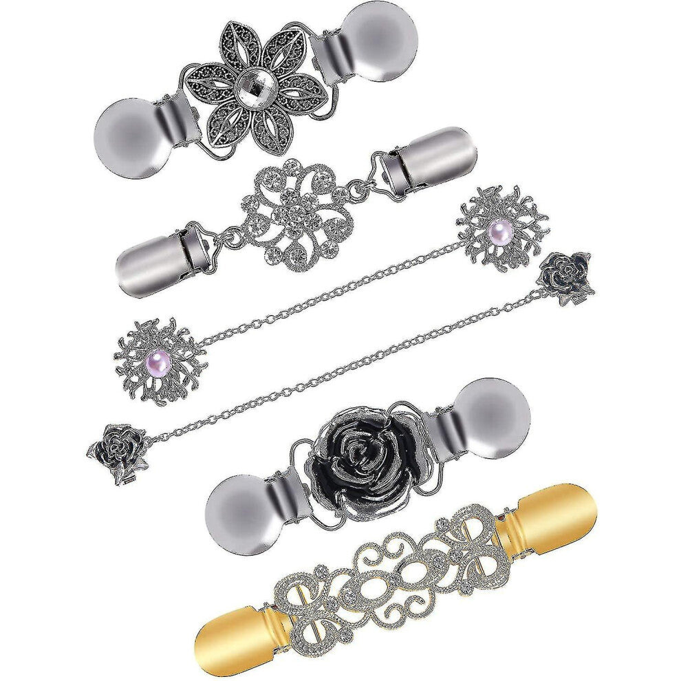 Vintage Sweater Shawl Clips Retro Cardigan Collar Clips Dress Brooch